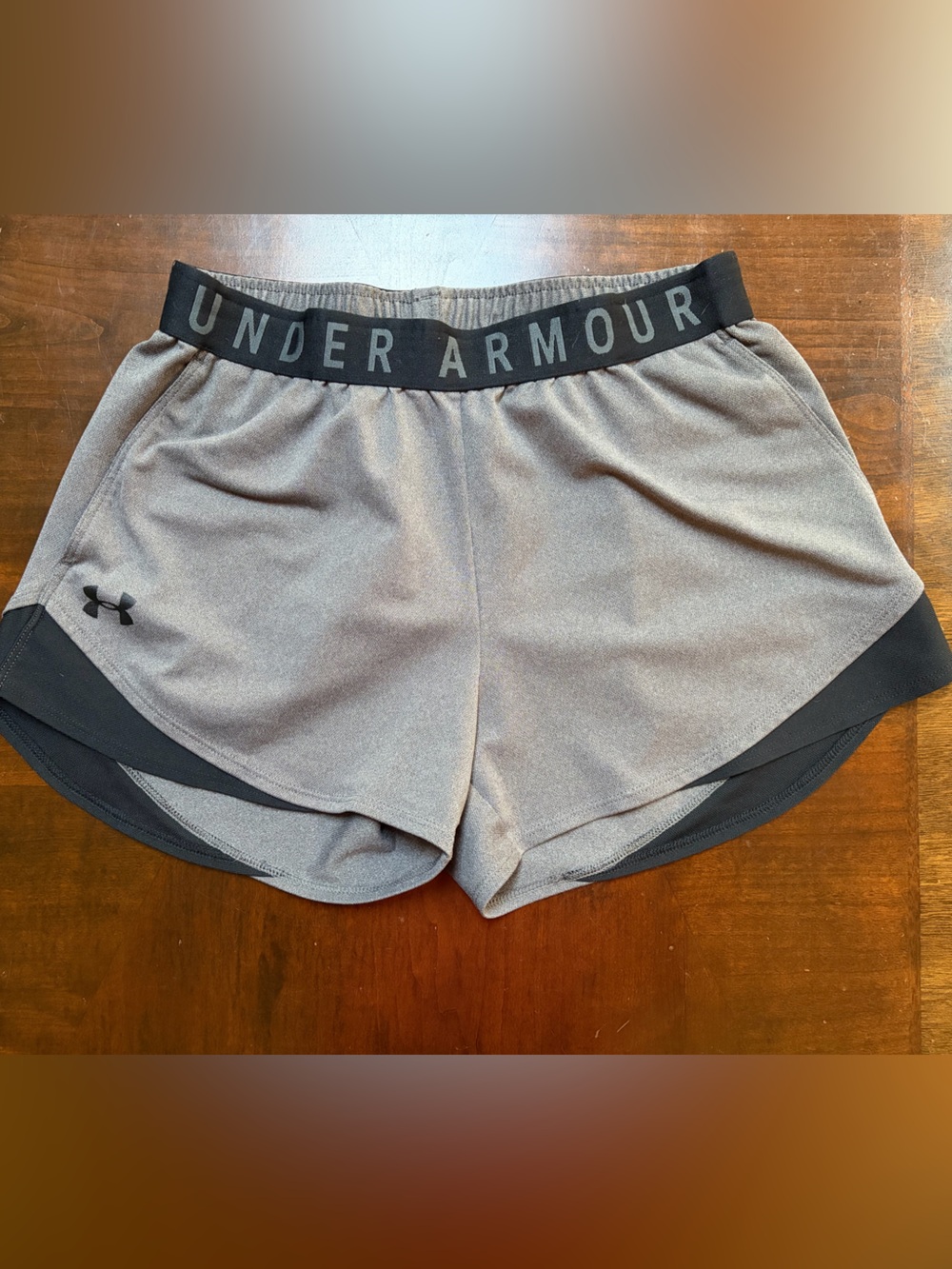 Under Armour Women's Heather Gray Athletic Shorts with Black Trim